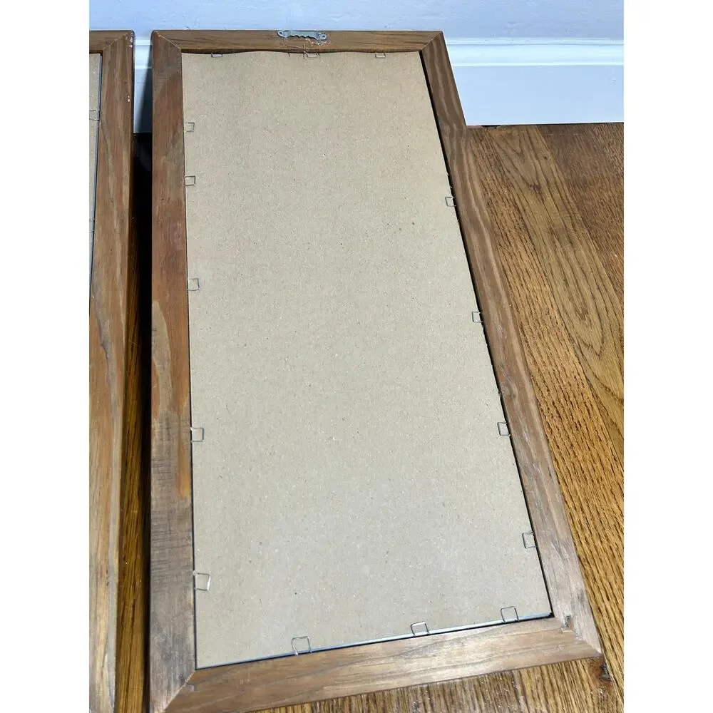 Vintage Floral Mirror Set of 2, Gold Tone Wall Mirrors, Green with pink Frames